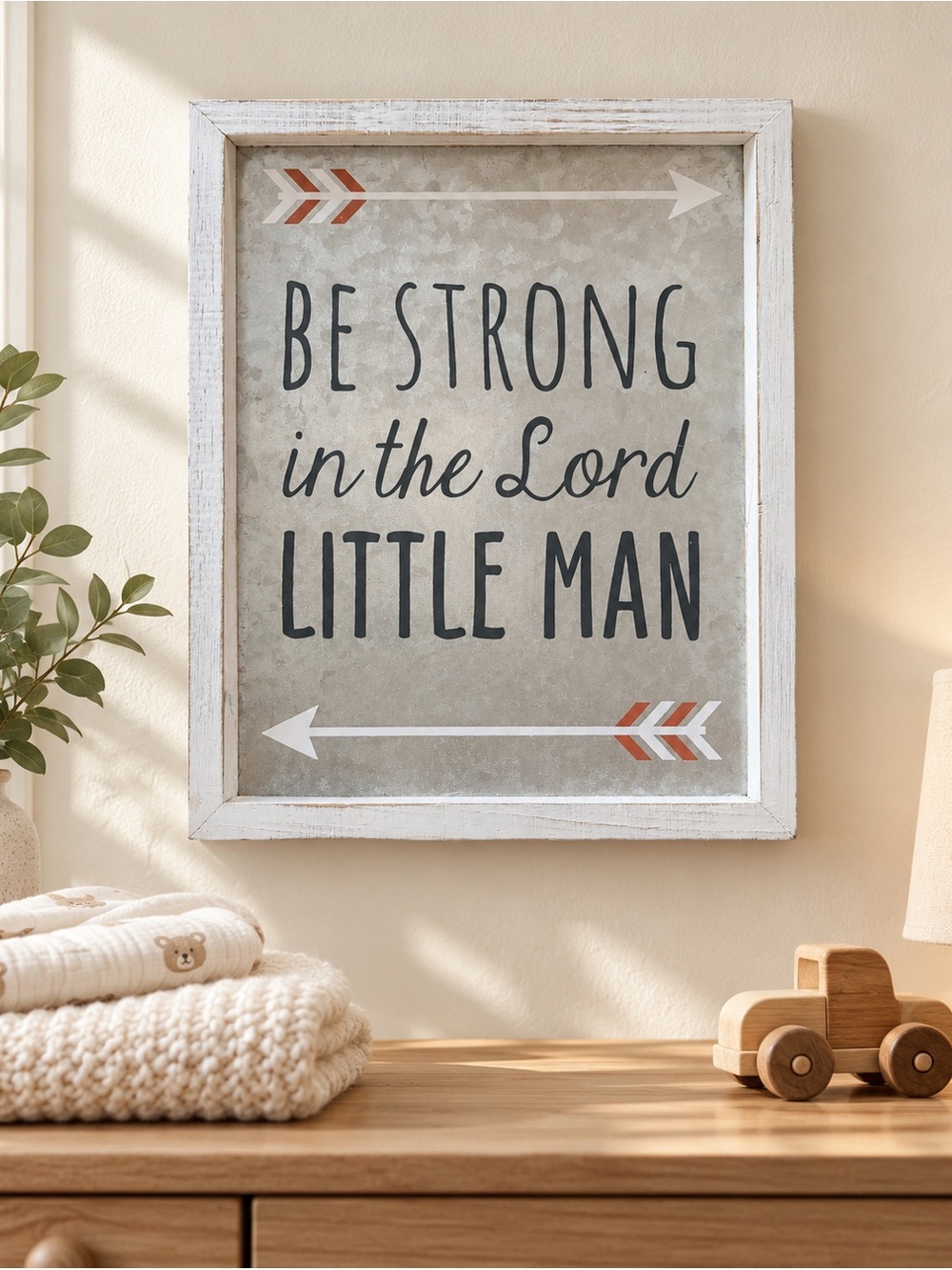 Be Strong in the Lord Little Man Nursery Wall Sign